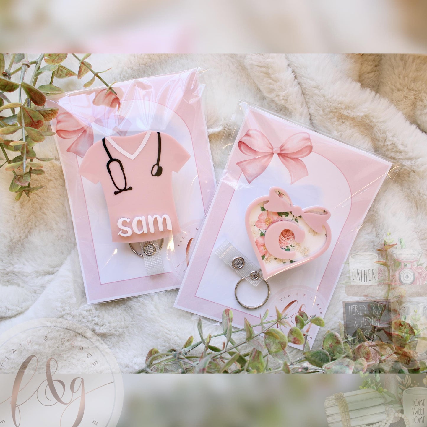 Personalised Badge Reel / Custom Name Badge / Retractable ID Holder - Scrubs