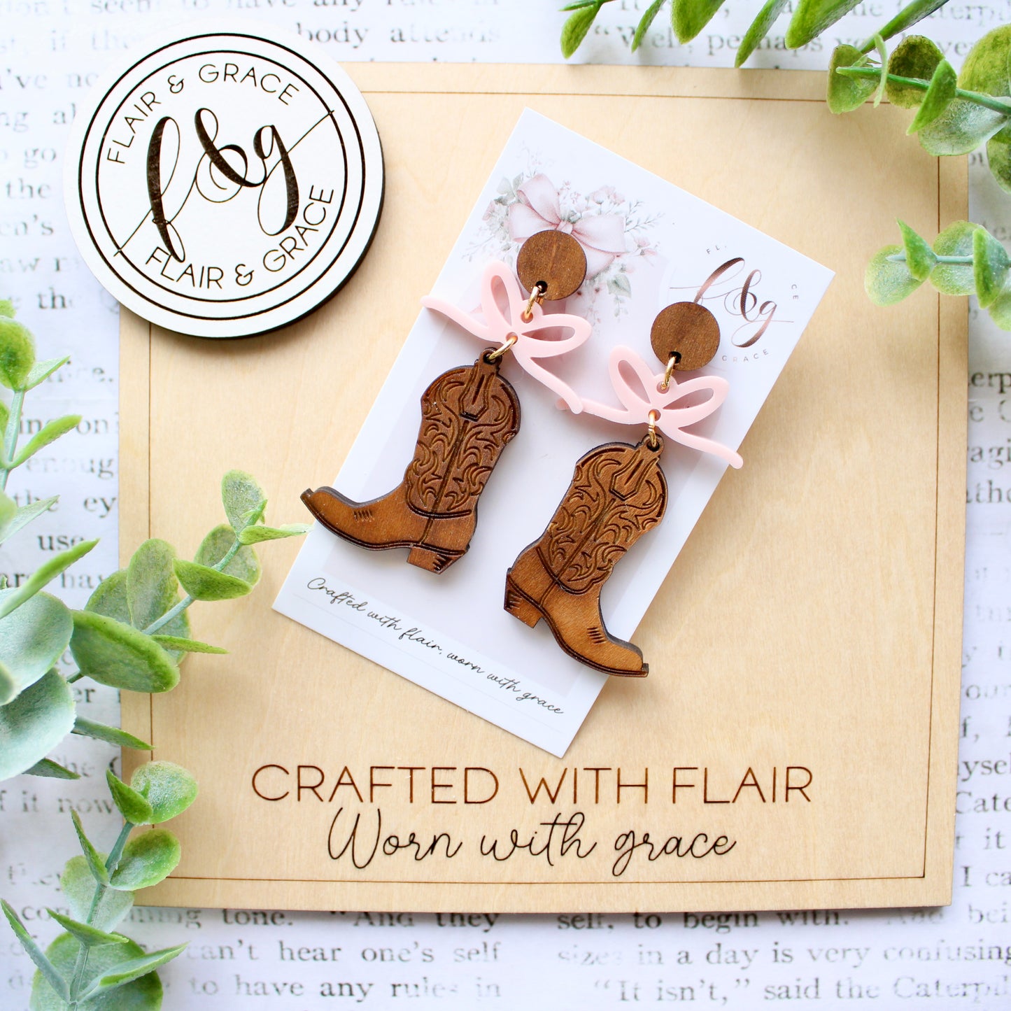 Timber Cowboy Boots with Pink Bow