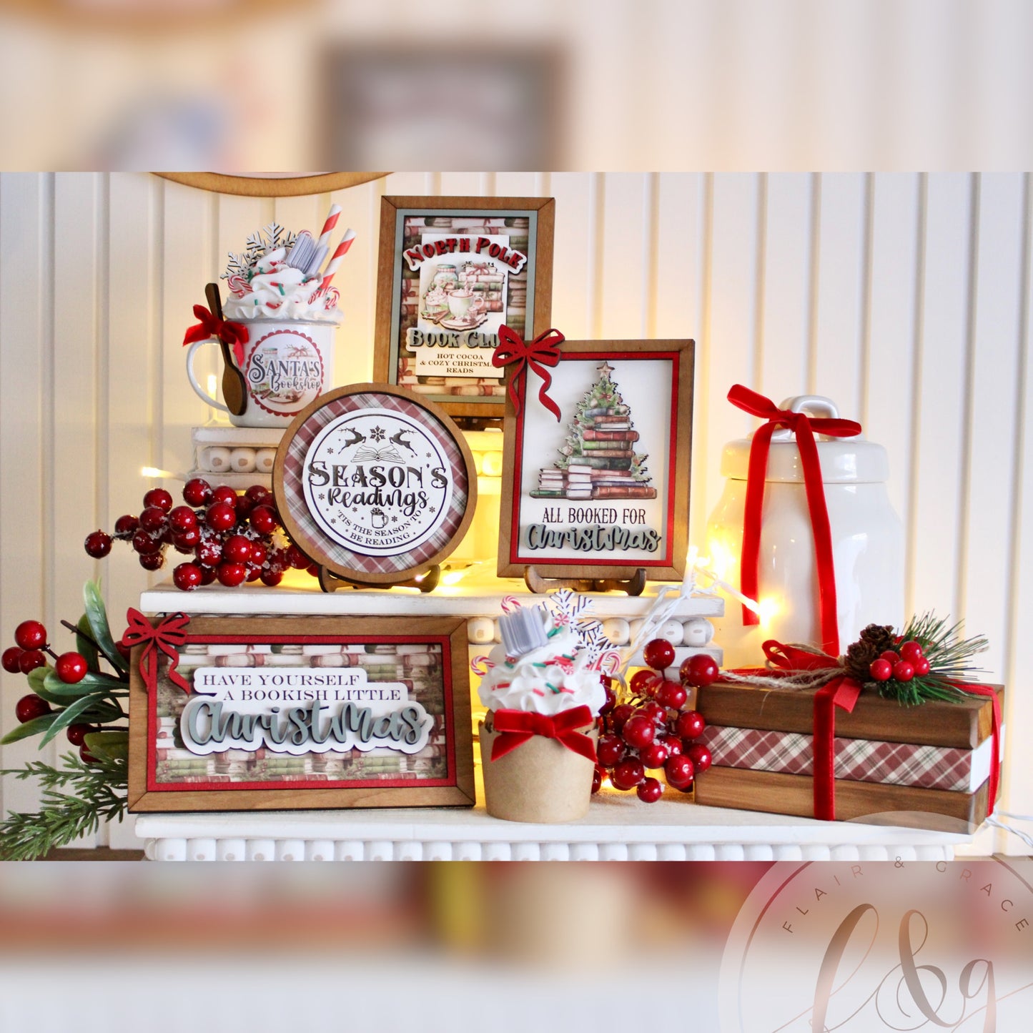 Cozy Christmas Bookshop Collection - Faux Bookstack