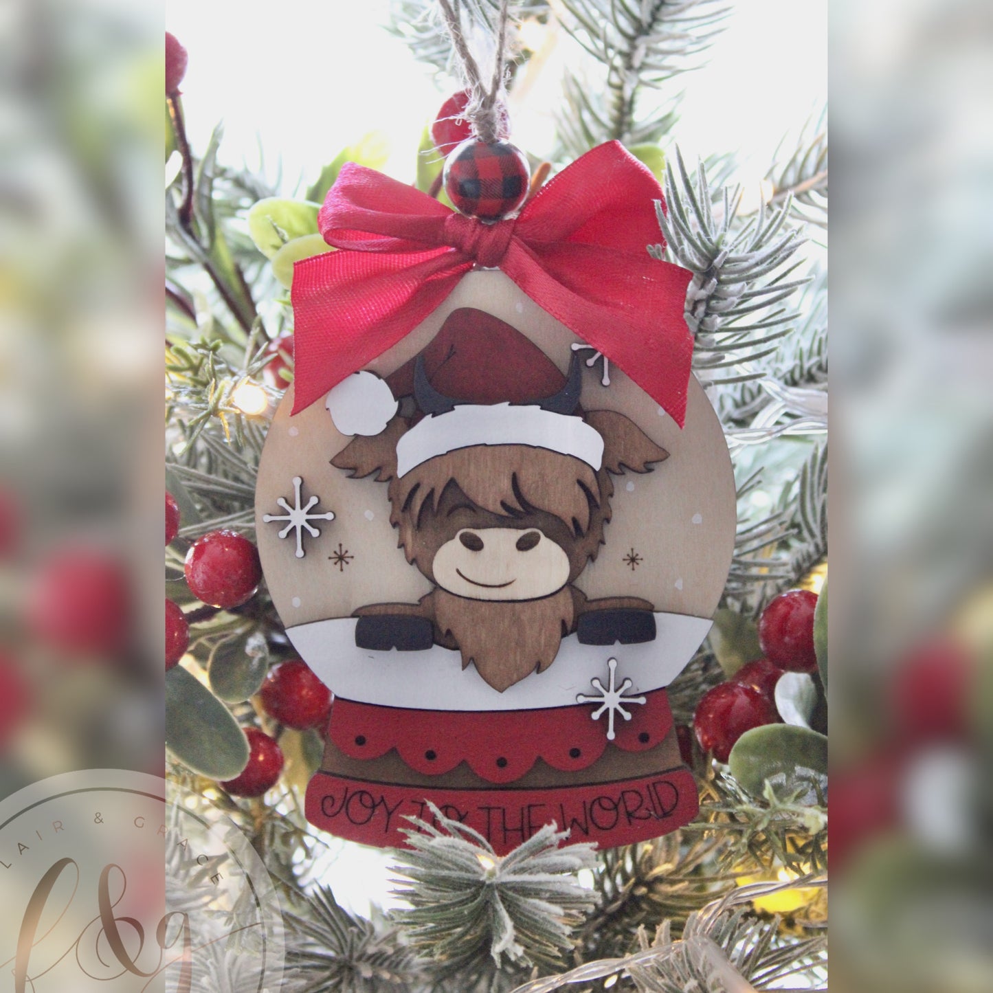 Highland Cow Snow Globe Ornament