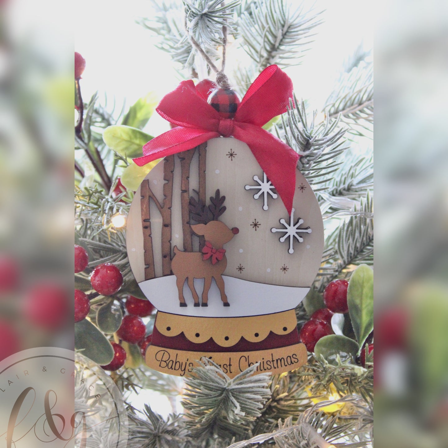 Reindeer Snow Globe Ornament