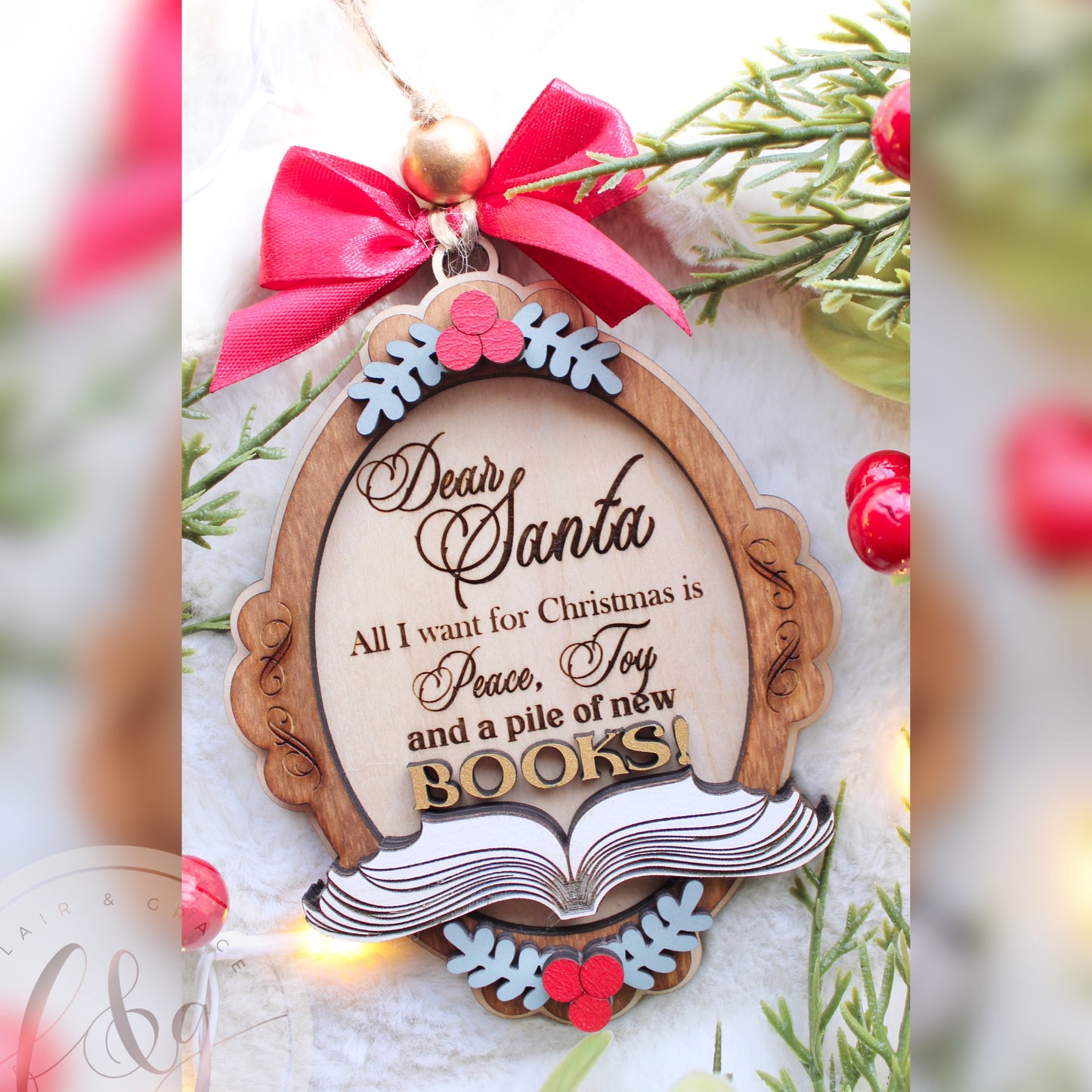 Dear Santa Personalised Bookish Ornament