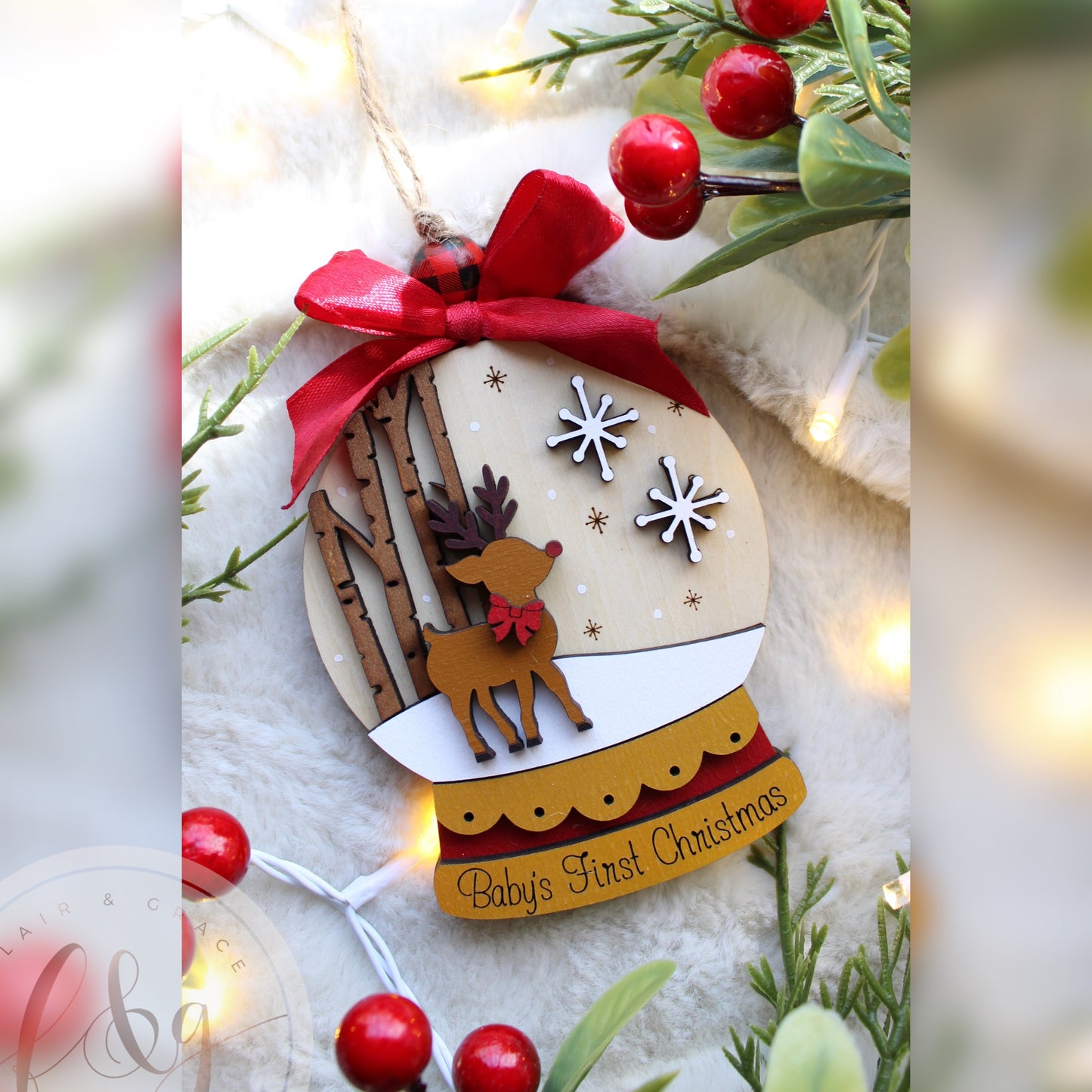 Reindeer Snow Globe Ornament