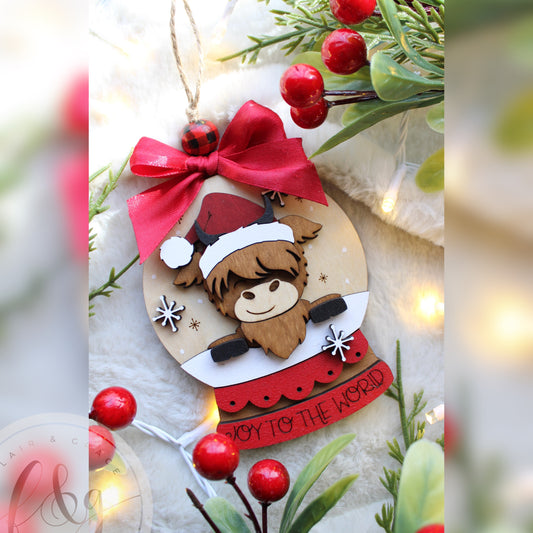 Highland Cow Snow Globe Ornament