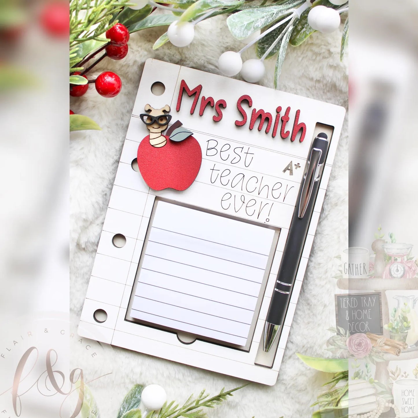 Personalised Teacher’s Note Pad and Pen Holder
