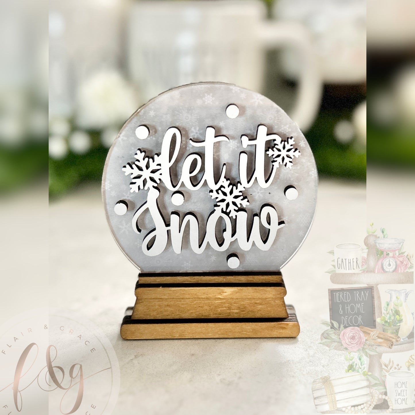 Farmhouse Winter Collection - Let it Snow Snowglobe sign