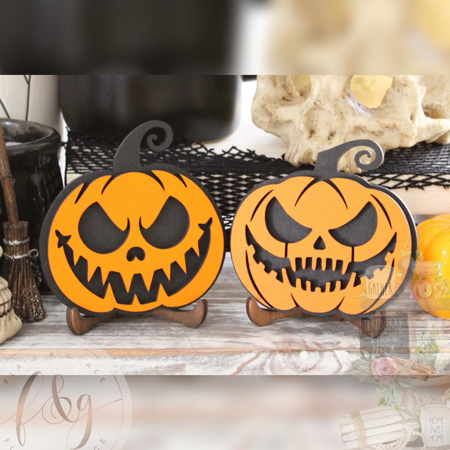 Spooktacular Halloween Collection - Set of 2 Pumpkins