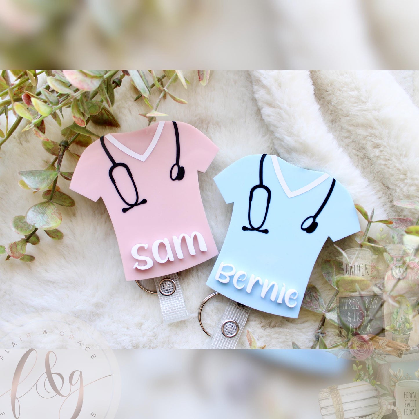 Personalised Badge Reel / Custom Name Badge / Retractable ID Holder - Scrubs