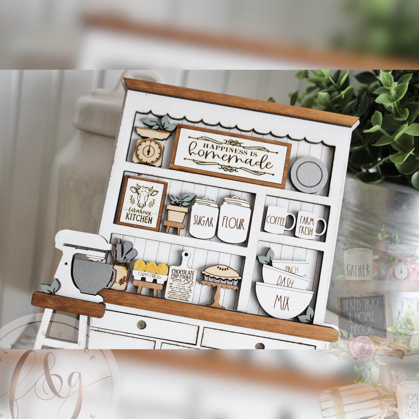 Farmhouse Kitchen Hutch Shelf Sitter