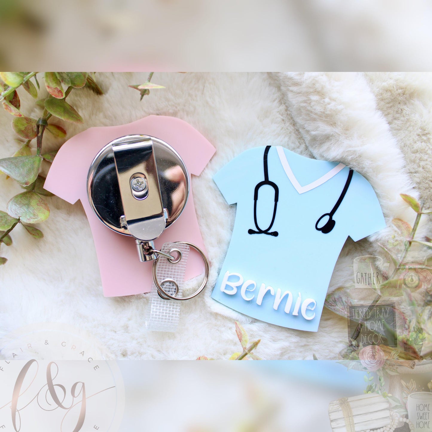 Personalised Badge Reel / Custom Name Badge / Retractable ID Holder - Scrubs