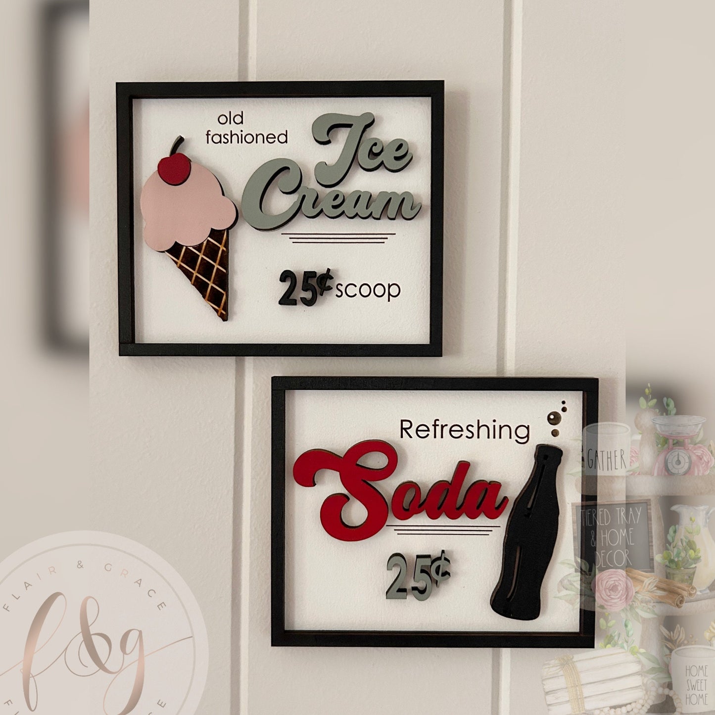 Retro Diner signs (set of 2)
