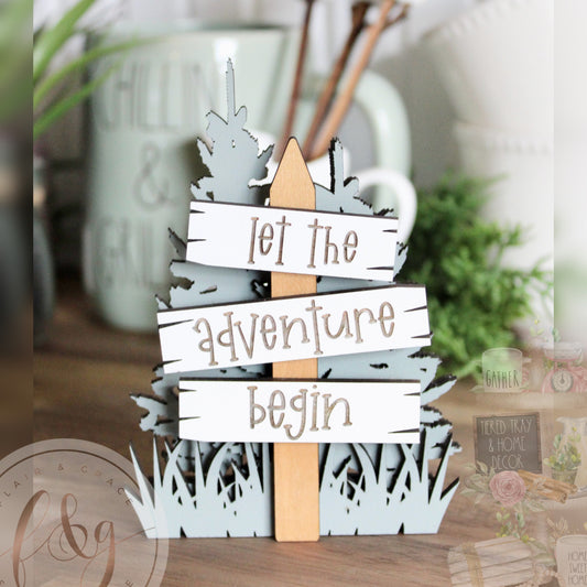 Caravan & Camping  Collection - Let the Adventure Begin Sign Post (freestanding)