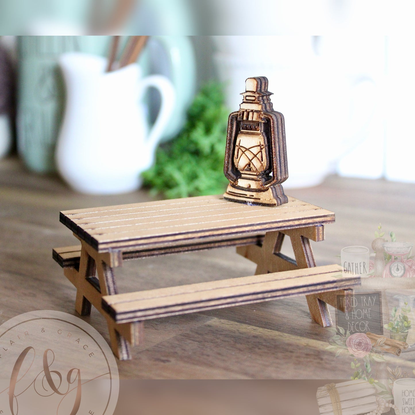 Caravan & Camping  Collection - Picnic Bench with Lantern