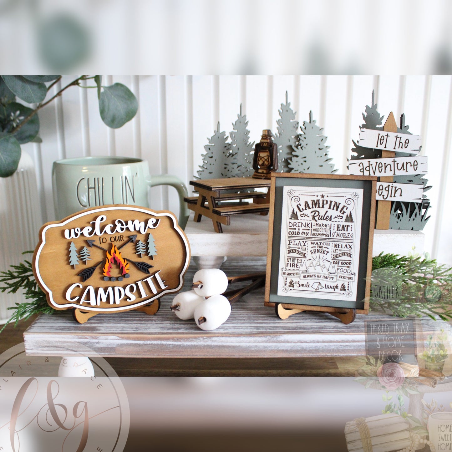 Caravan & Camping  Collection - Picnic Bench with Lantern