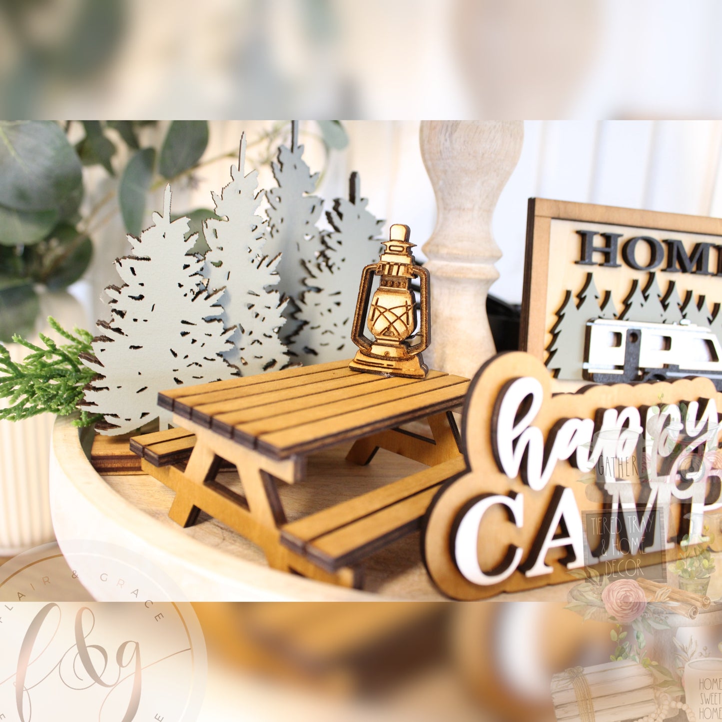 Caravan & Camping  Collection - Picnic Bench with Lantern