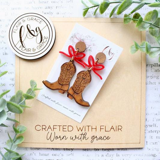 IN STOCK Timber Cowboy Boots with Red Bow