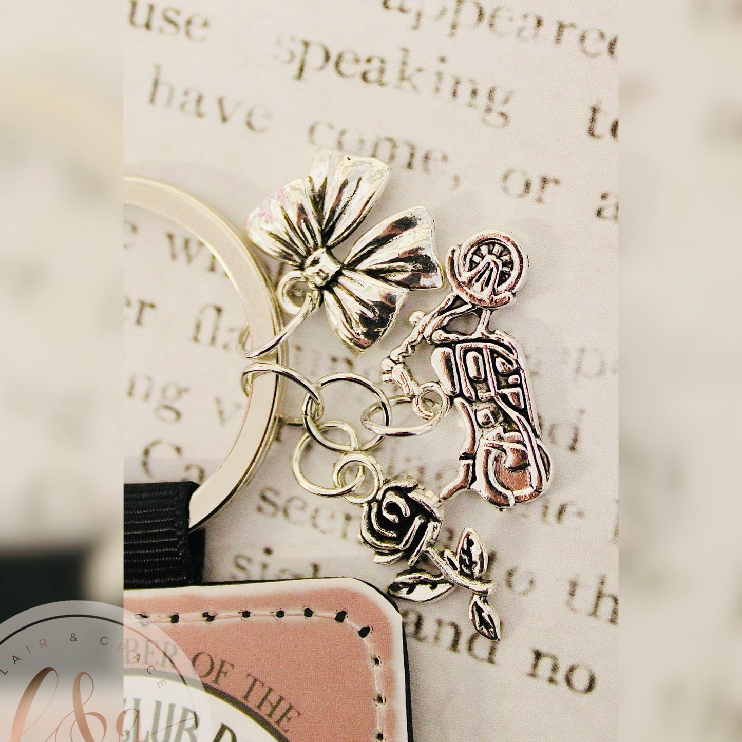 Motorcycle Romance Book Club Keychain