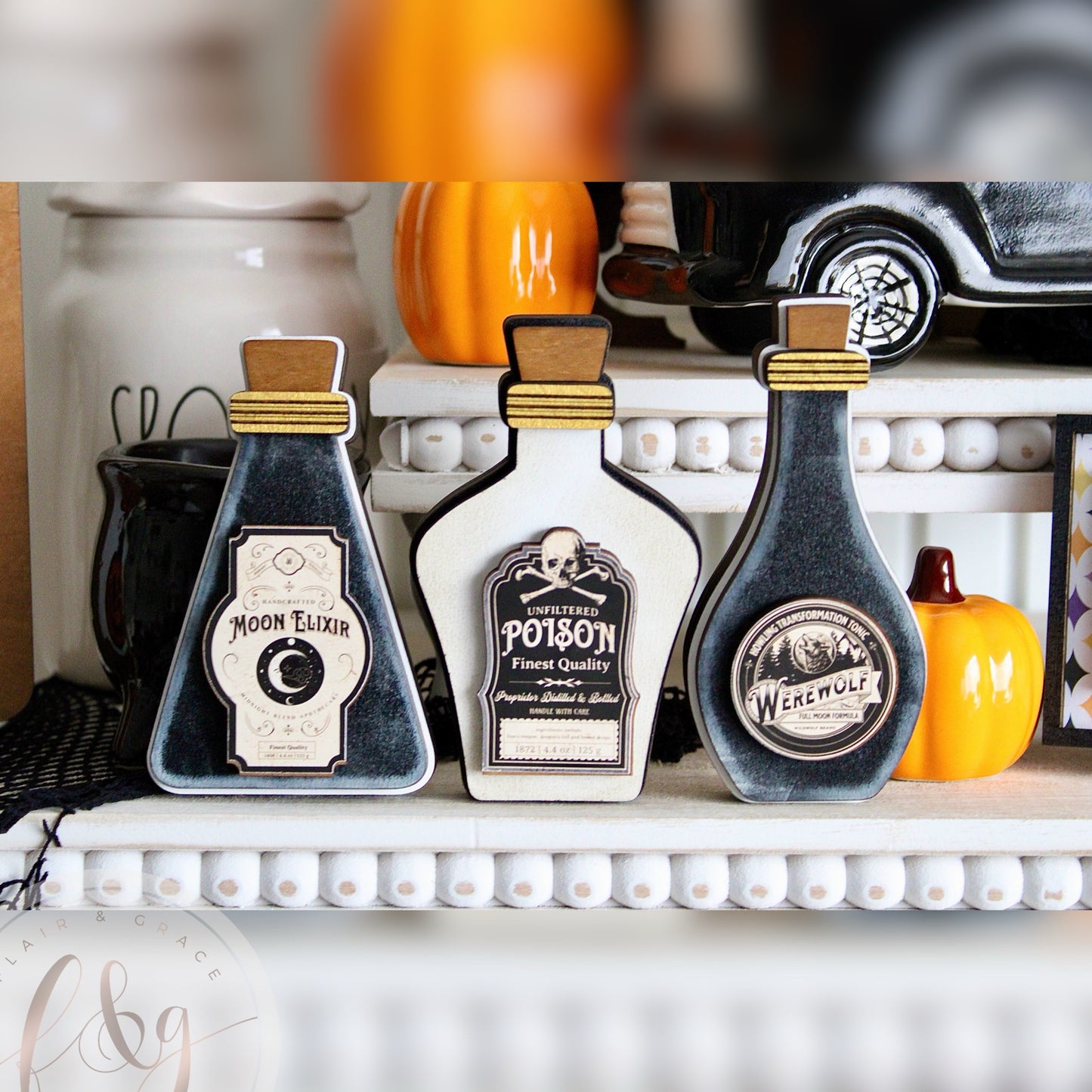 Spooktacular Halloween Collection - Set of 3 Potion Bottles