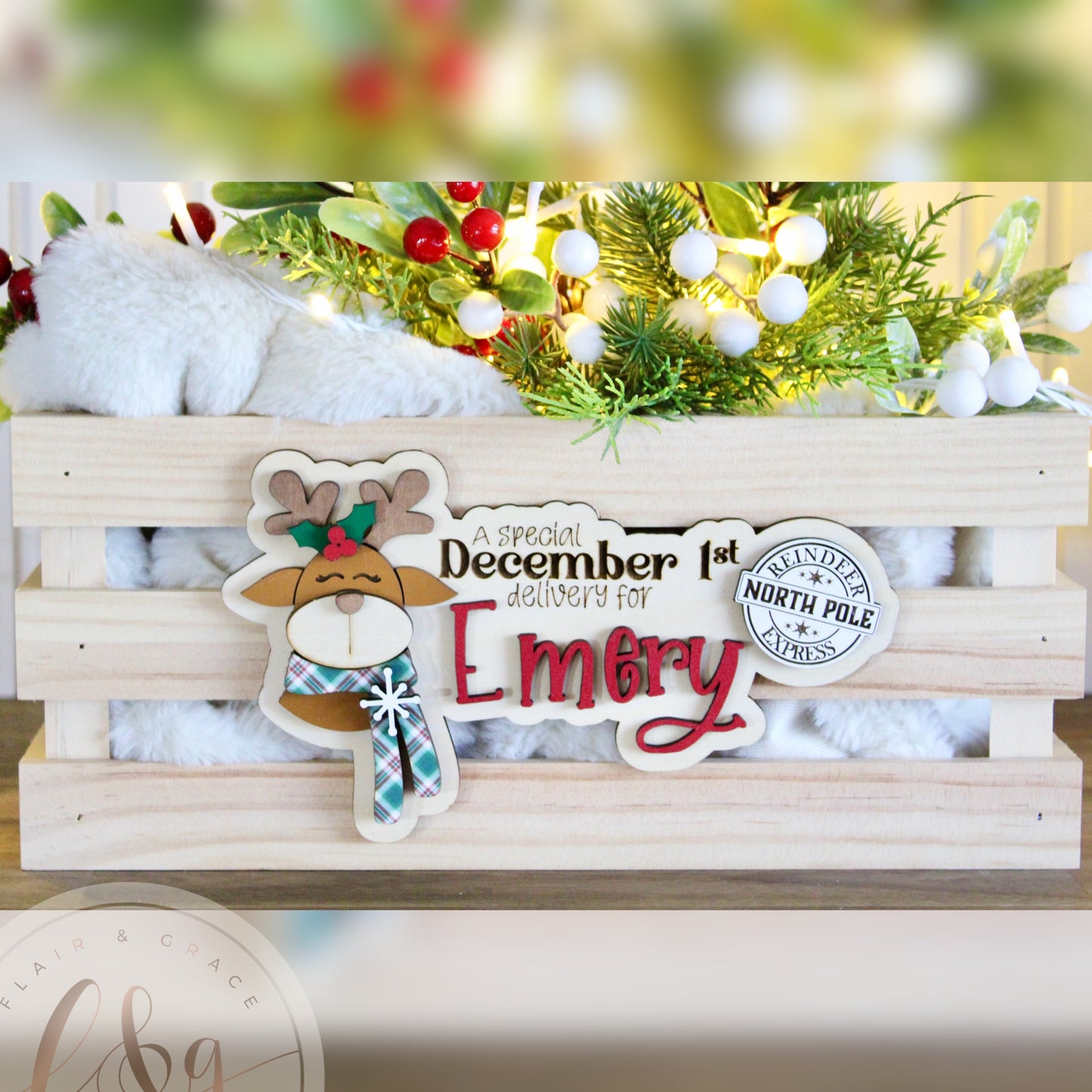 Reindeer Express December 1st / Christmas Eve Box Plaque