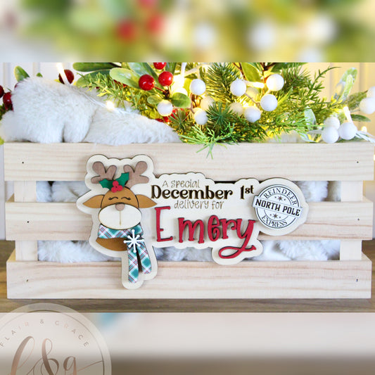 Reindeer Express December 1st / Christmas Eve Box Plaque