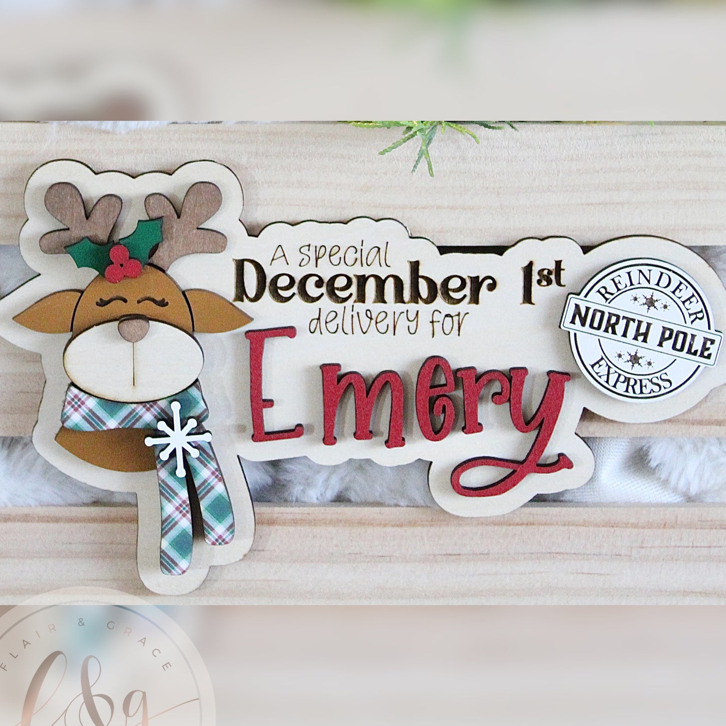 Reindeer Express December 1st / Christmas Eve Box Plaque