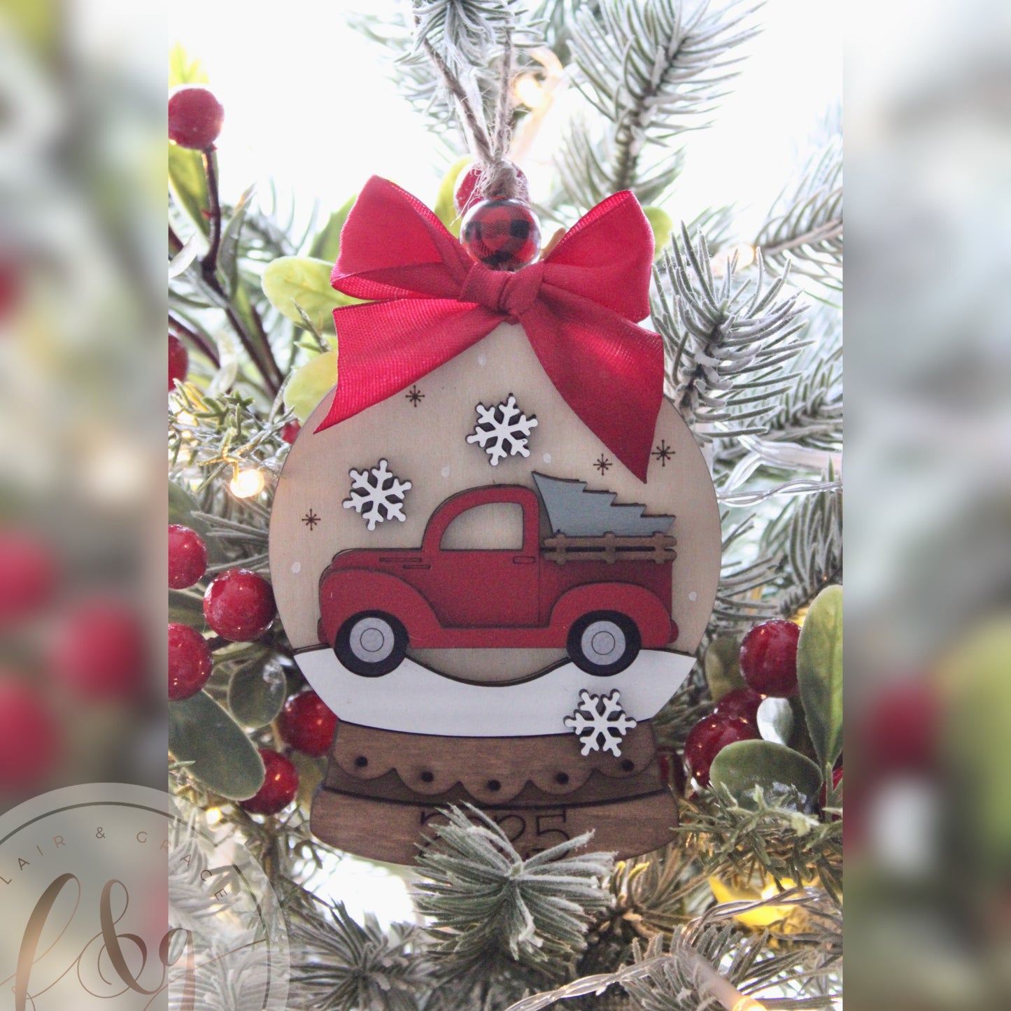 Red Truck Snow Globe Ornament