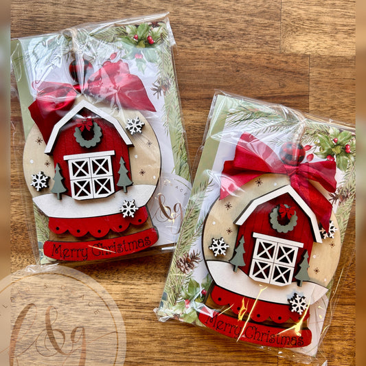 IN STOCK Farmhouse Barn Snow Globe Ornament