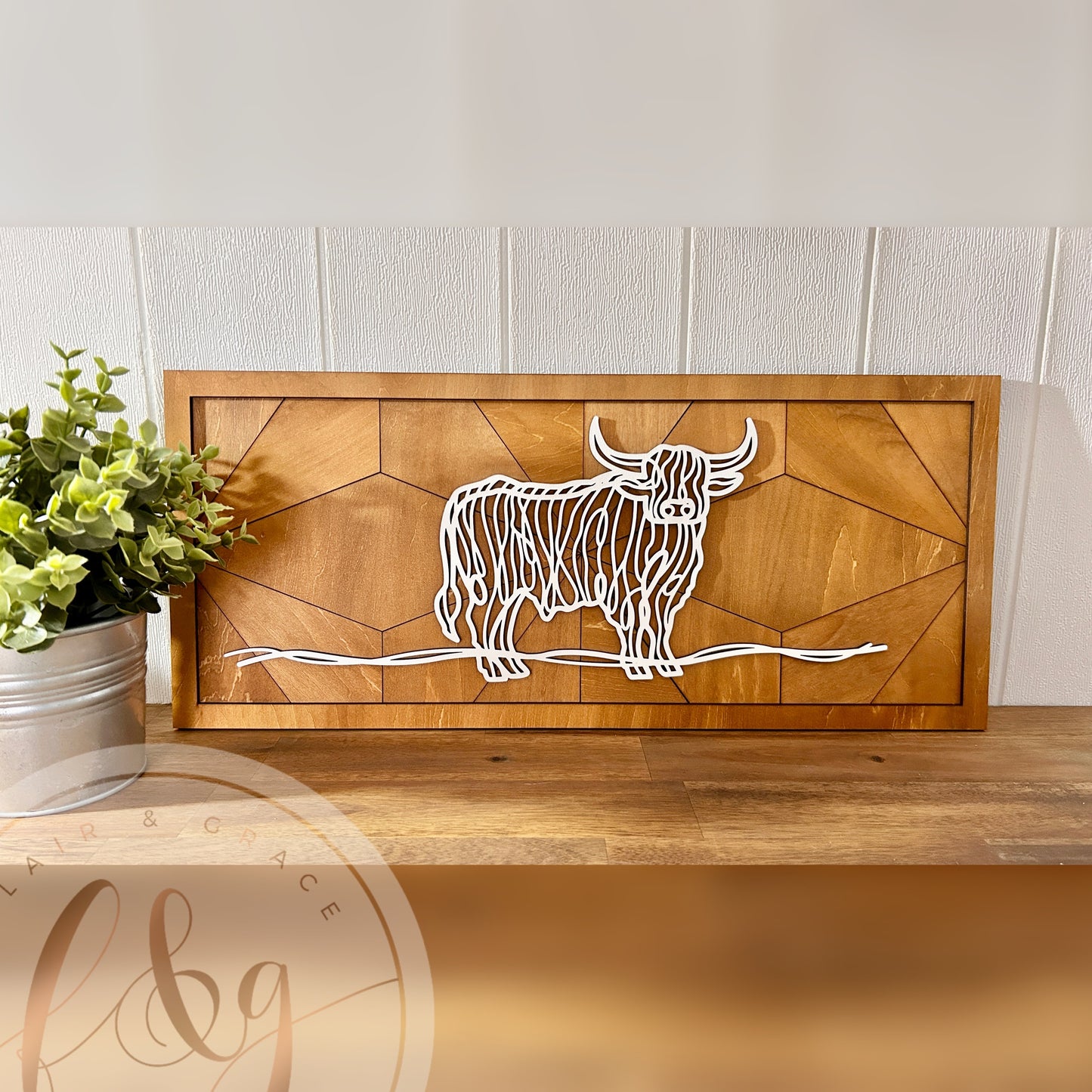 IN STOCK  Modern Western Line Art Wall Sign – Highland Cow