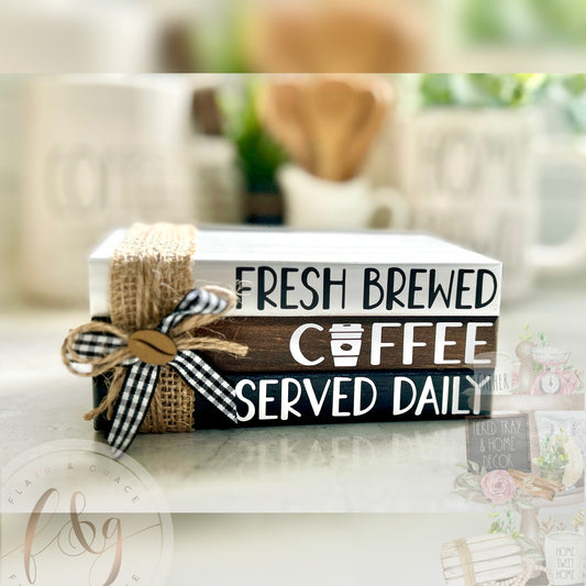 But First Coffee - Faux Book Stack