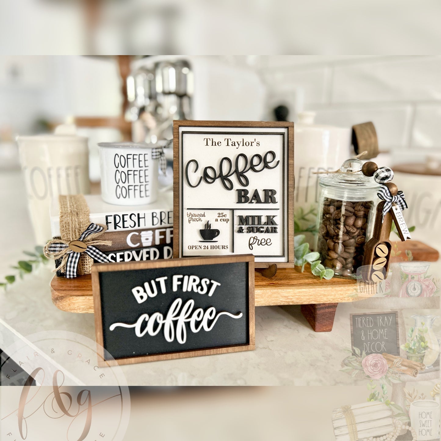 But First Coffee - Faux Book Stack