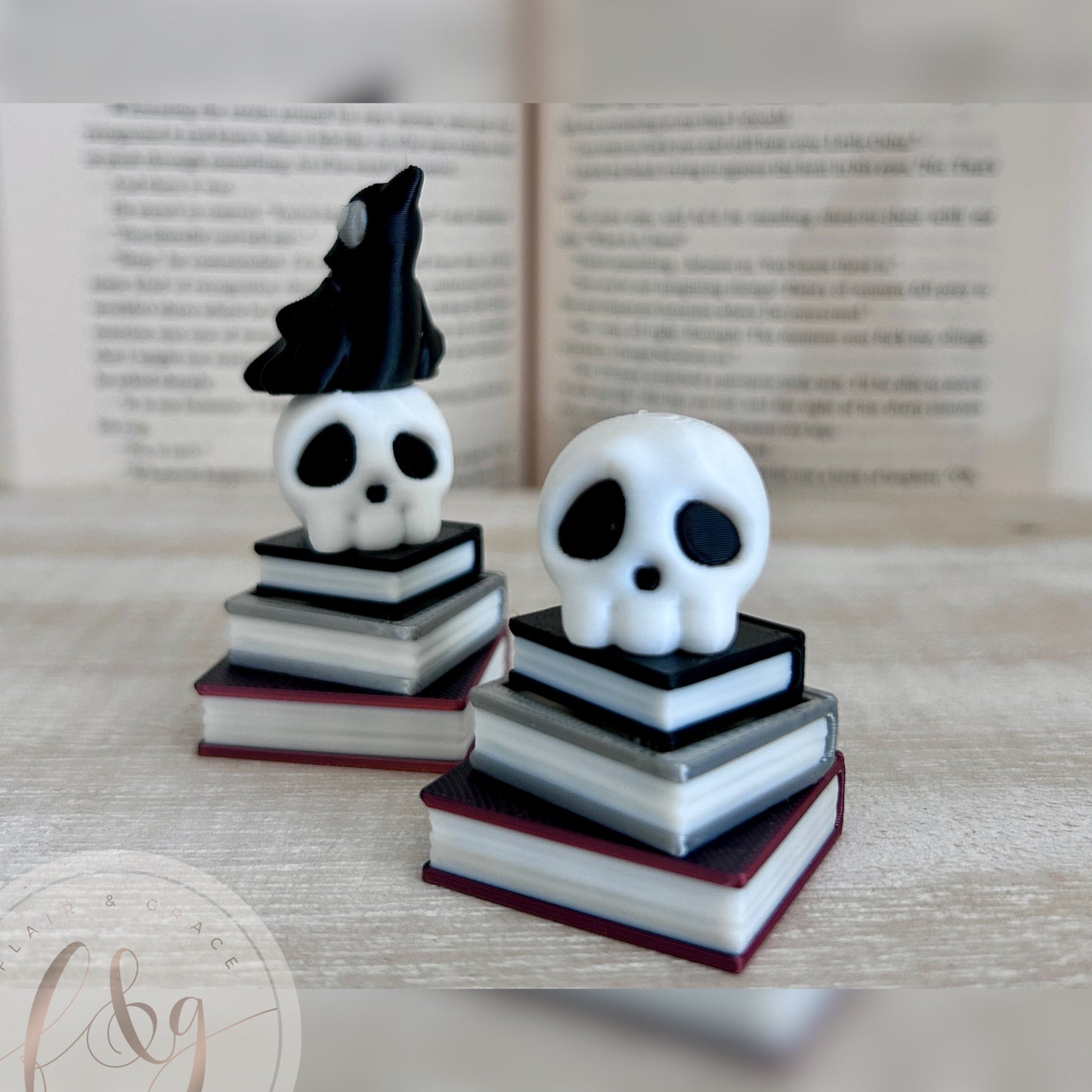 Skull & Raven Book stack Fidget Clicker