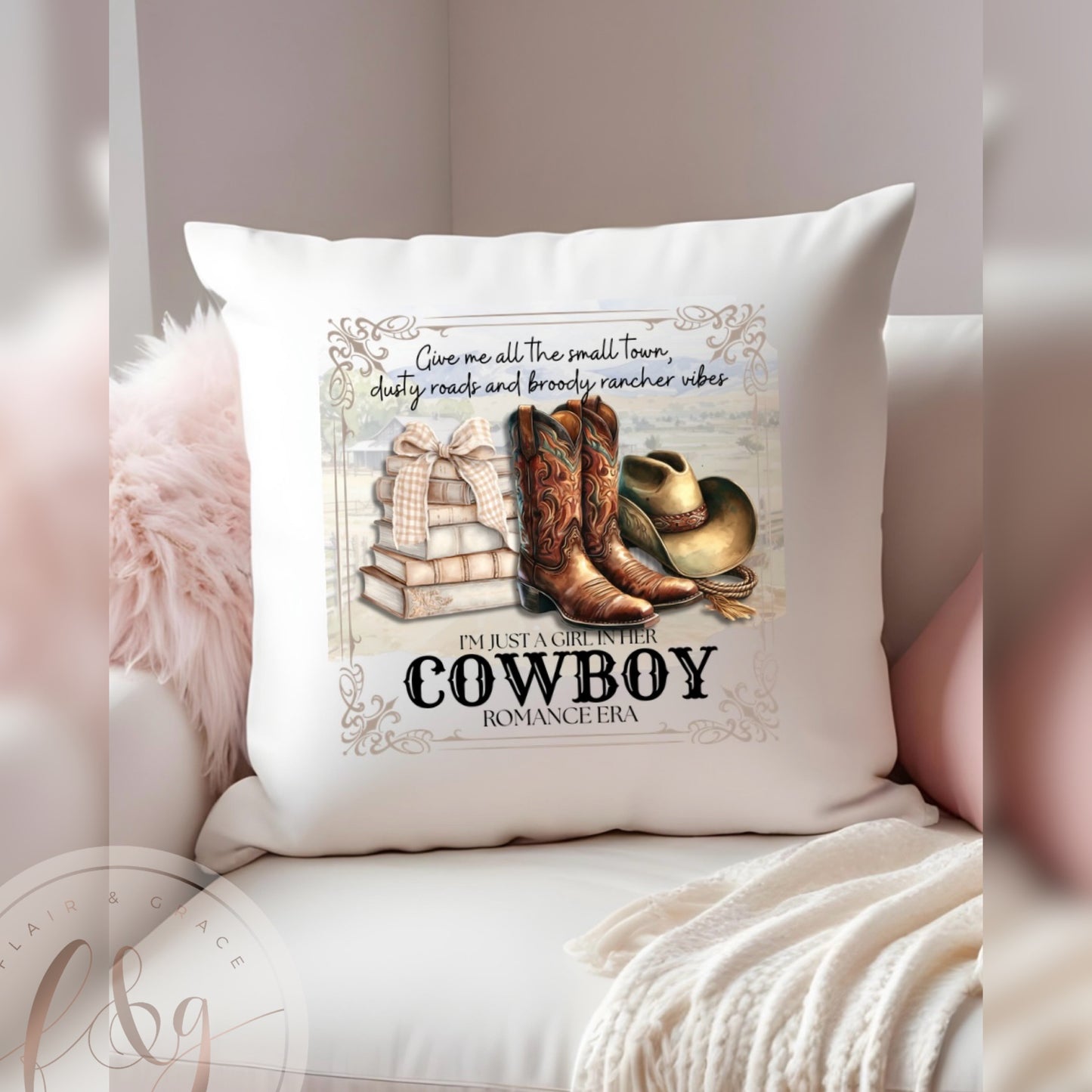 Just a Girl in her Cowboy Romance Era Cushion Cover