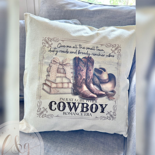 Just a Girl in her Cowboy Romance Era Cushion Cover