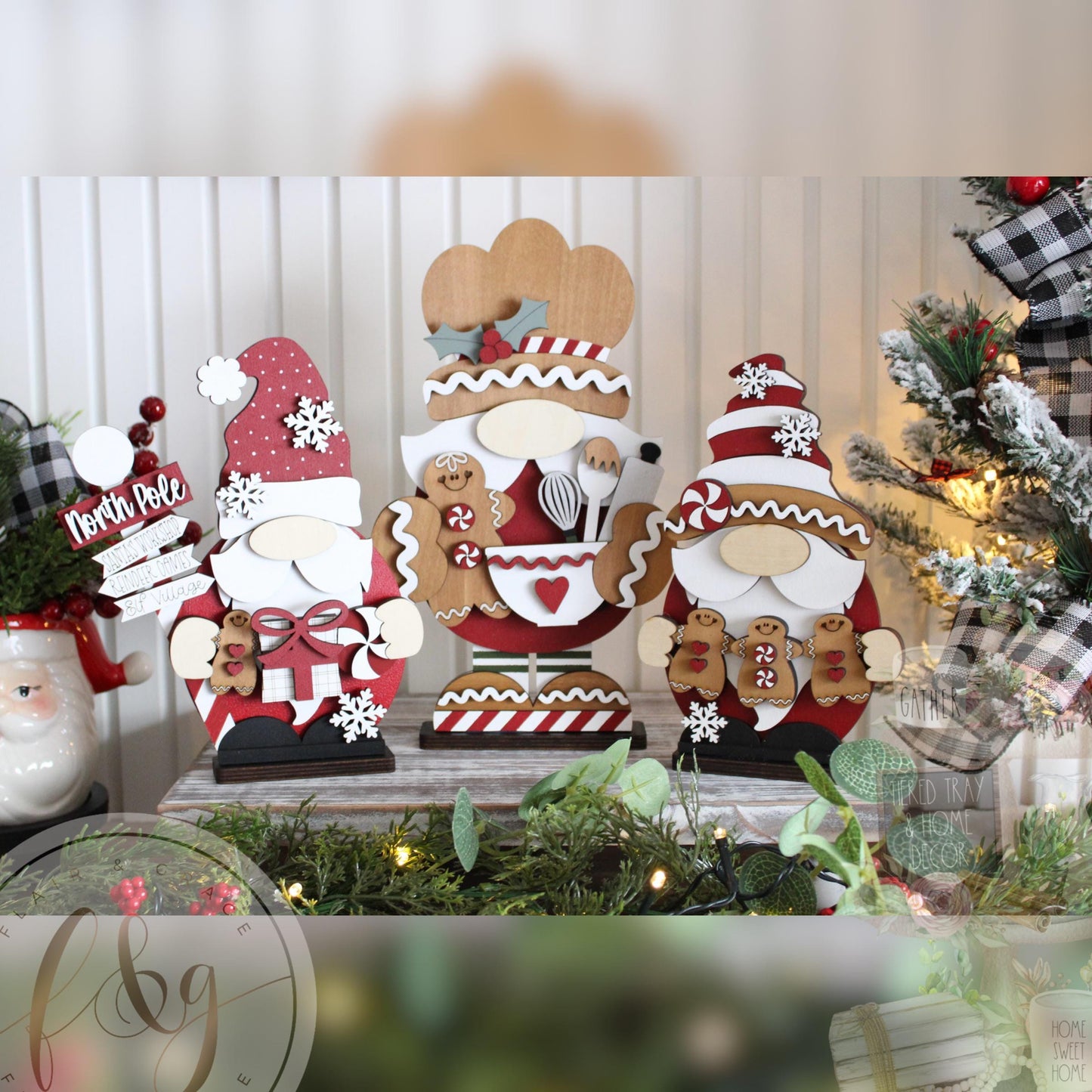 Christmas Gnome Collection / Christmas Gnome / Shelf Sitter / Mantel Decor / Festive Decor / Gingerbread