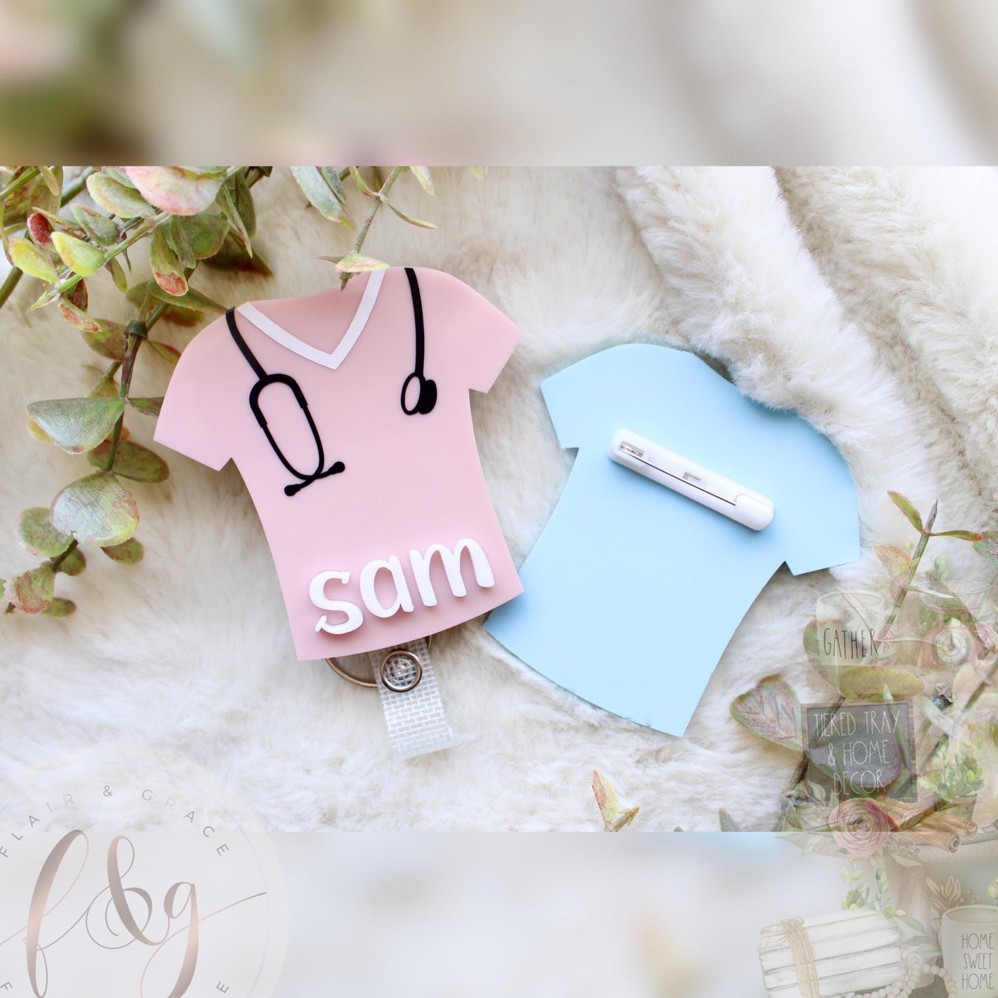 Personalised Badge Reel / Custom Name Badge / Retractable ID Holder - Scrubs